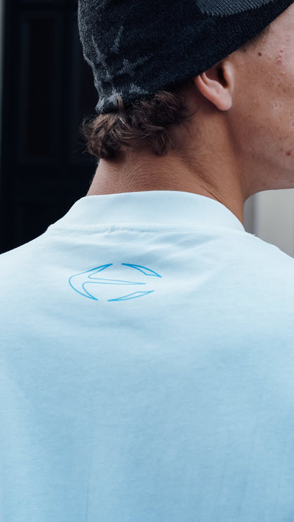 'Blue Plaid' Tee - White