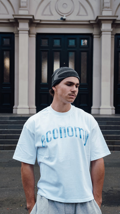 'Blue Plaid' Tee - White