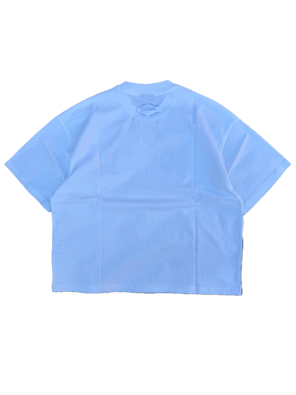 'Blue Plaid' Tee - White